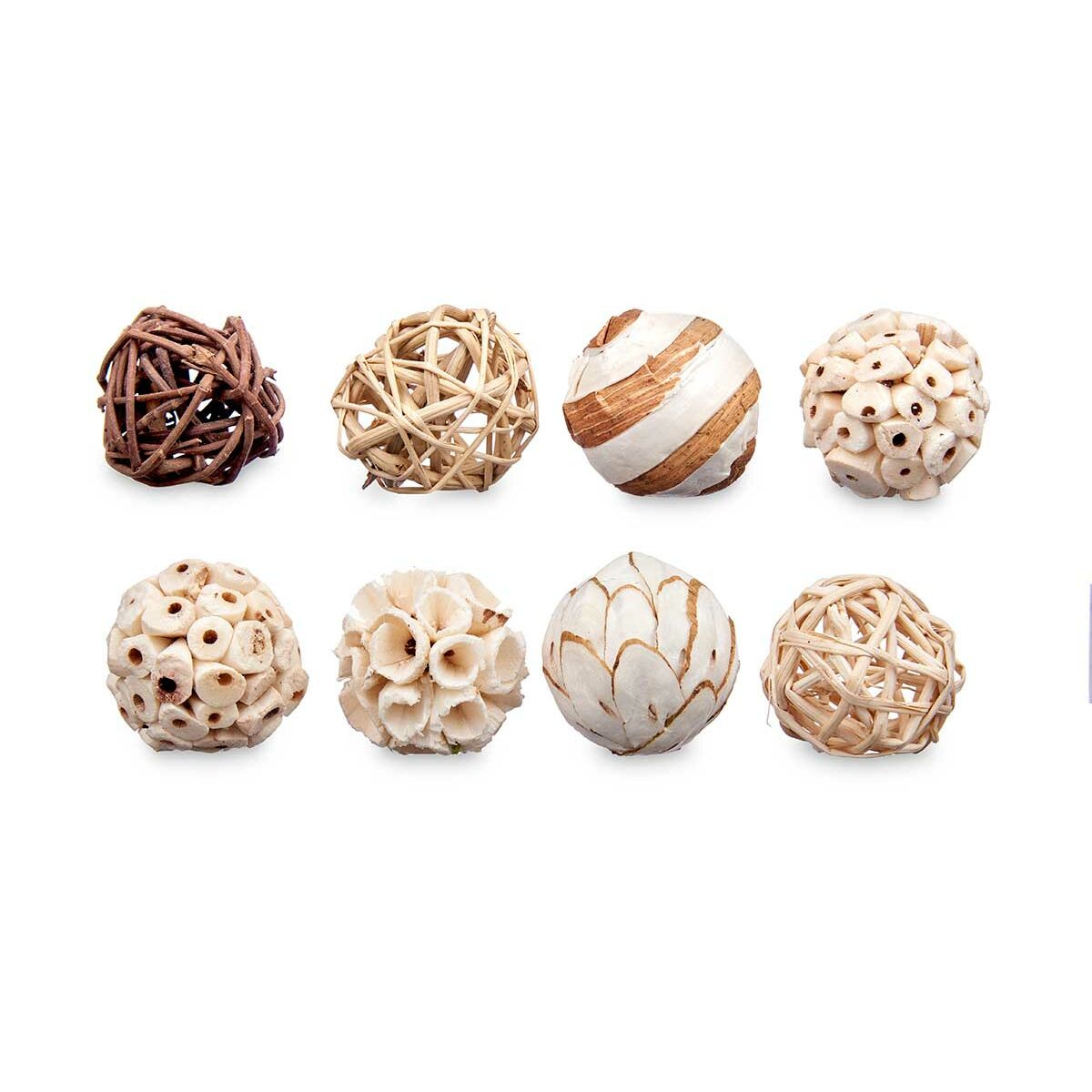Jeu de boules décoratives Gift Decor Blanc Marron 8 x 22 x 8 cm 9 x 25 x 8 cm (12 Unités)